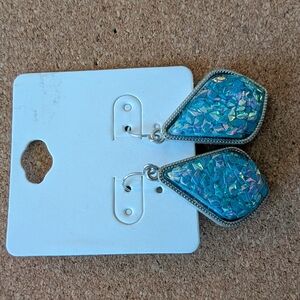 Blue Iridescent Teardrop Earrings